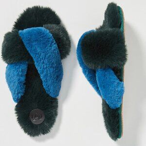 Anthropologie LEXIE SLIPPERS open toe faux fur